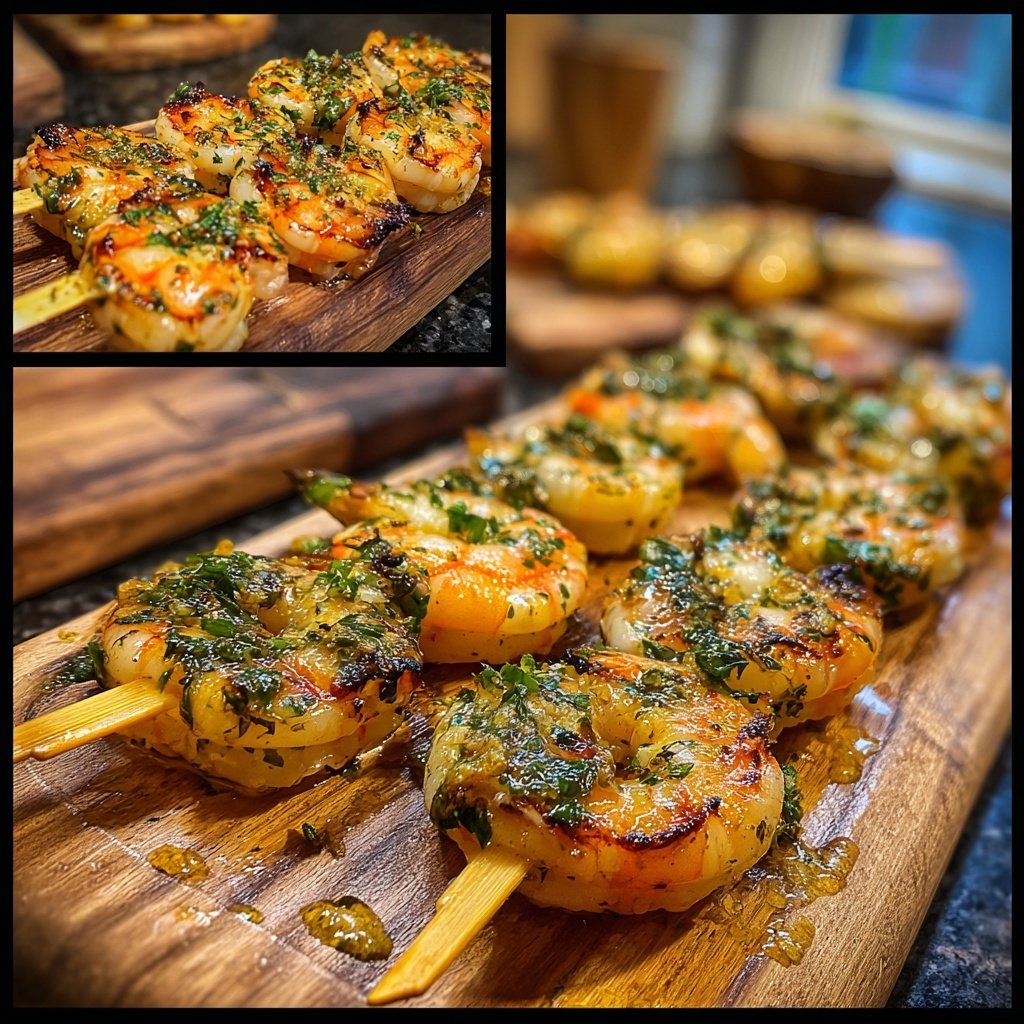 Grillspieße mit Garnelen & Knoblauch