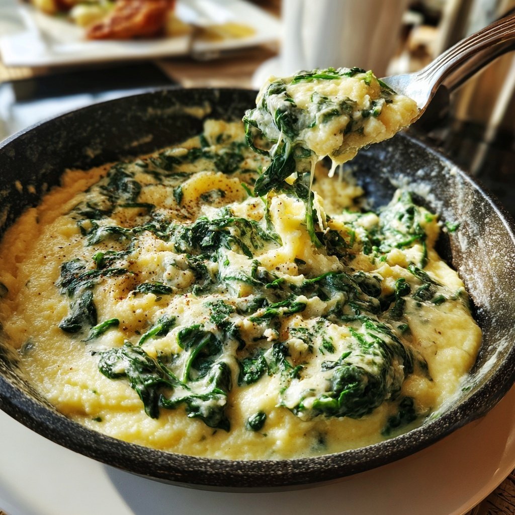 Polenta mit Spinat und Gorgonzola