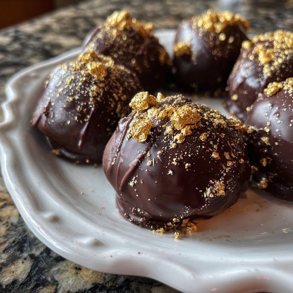 Schokoladenerdbeeren mit Goldstaub