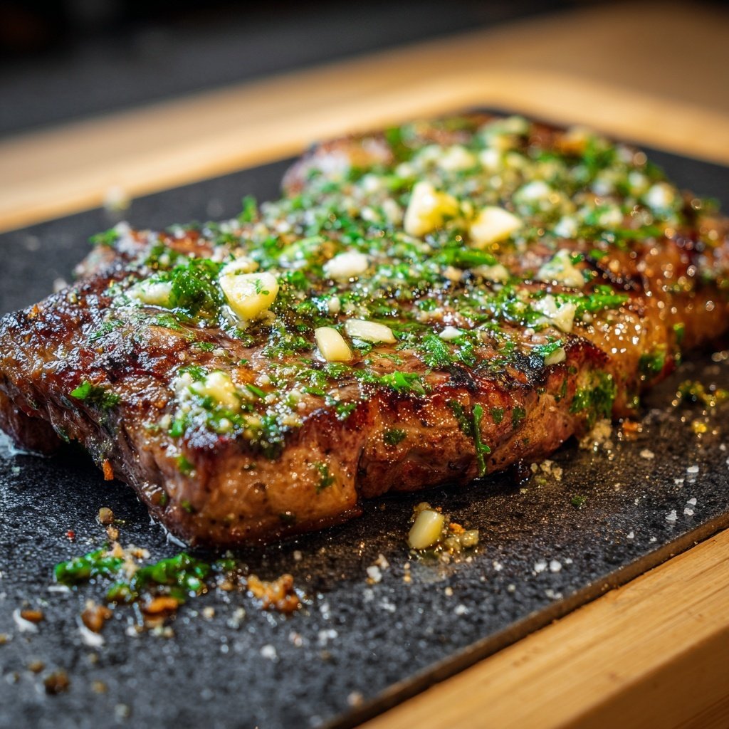Knoblauch-Steak mit Kräuterbutter