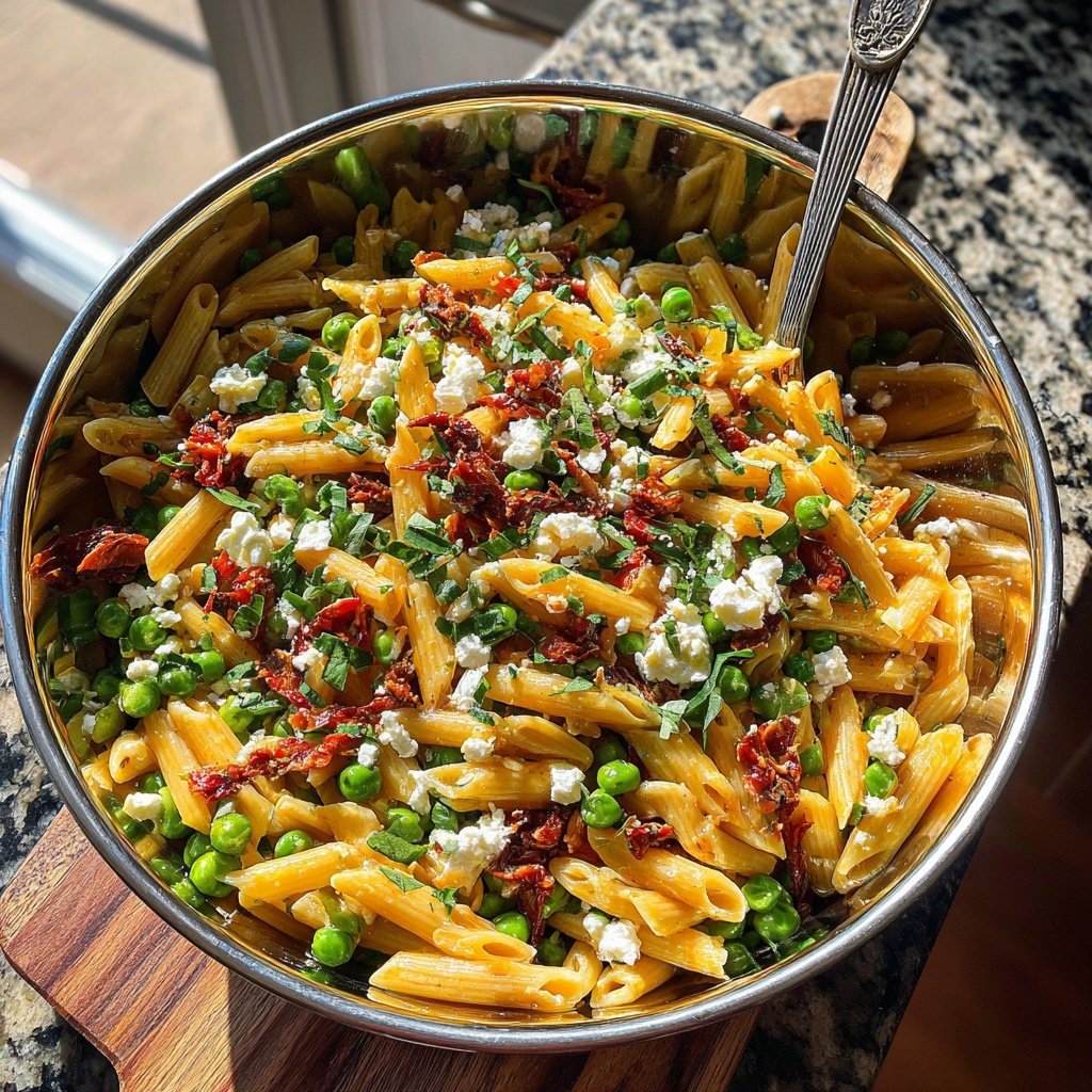 Mediterraner Nudelsalat Mit Erbsen