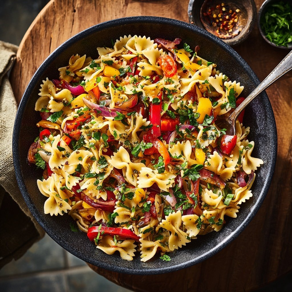 Mediterraner Nudelsalat Mit Paprika