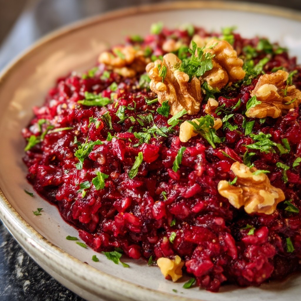 Rote-Bete-Risotto mit Walnüssen
