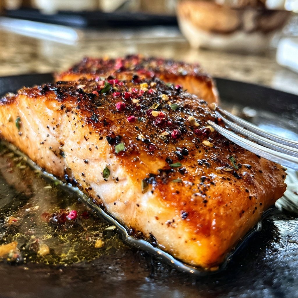 Lachs mit Rosenpfeffer und Butter